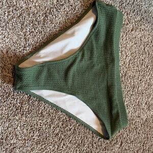 Green Textured Women's Swim Bottom